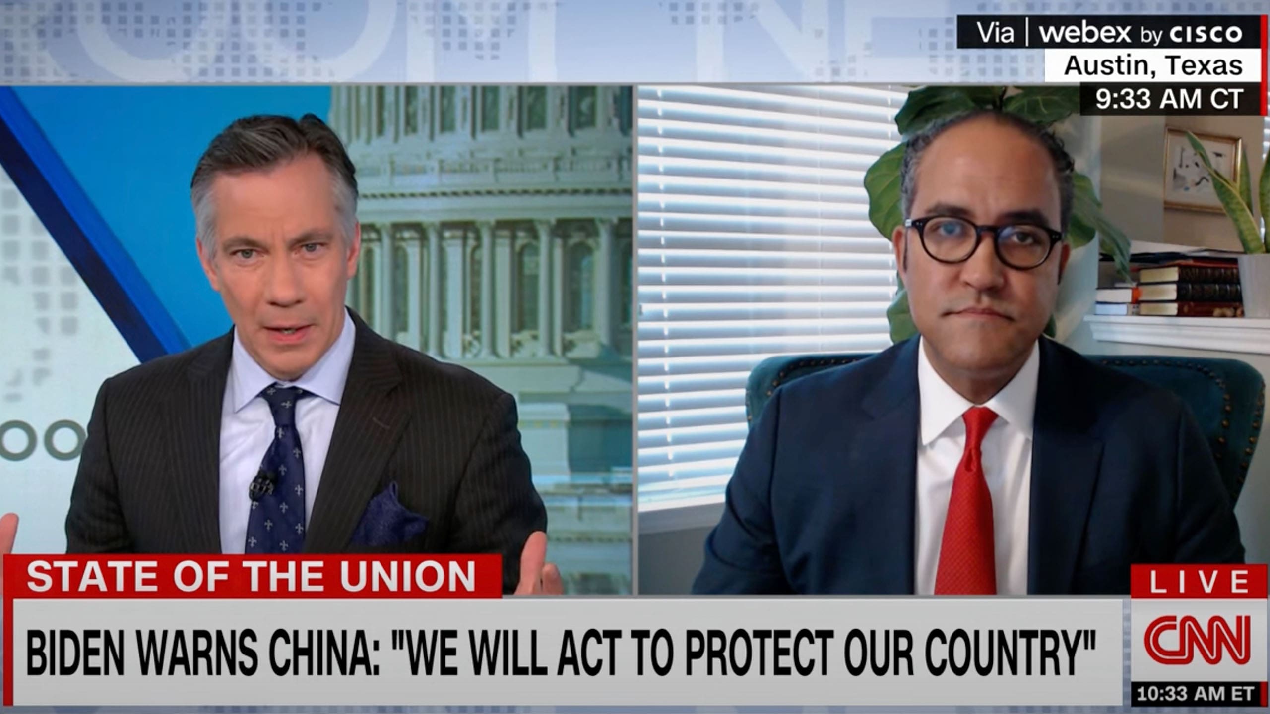 Will Hurd on CNN discussing the Chinese intelligence balloon over the U.S.