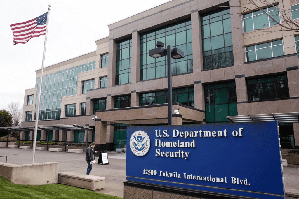 A photo of the Department of Homeland Security (DHS) building. 